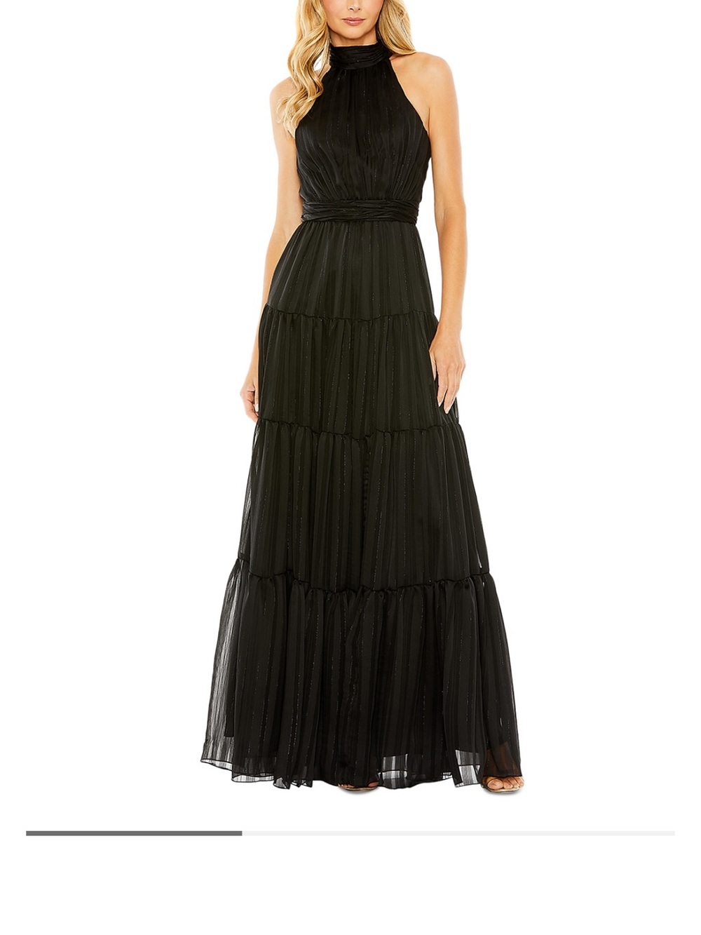 Mac Duggal Black Halter Tiered Evening Gown